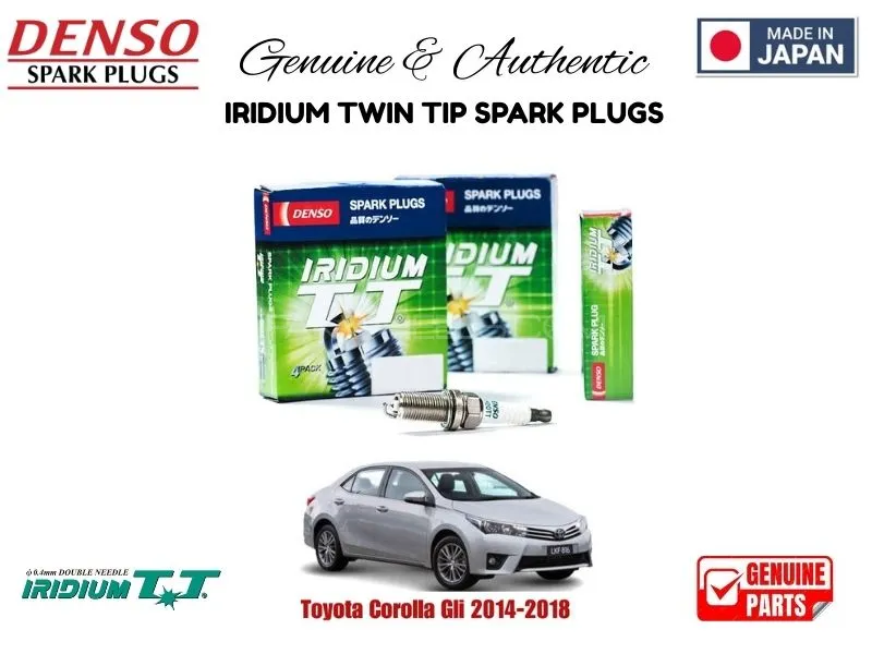 Toyota Corollla Gli 2014-2018 DENSO IRIDIUM TWIN TIP SPARK PLUGS 4 Pieces - MADE IN JAPAN Image-1