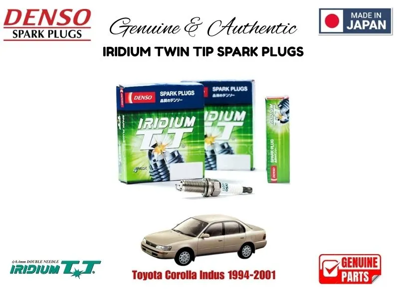 Toyota Corollla Indus 1994-2001 DENSO IRIDIUM TWIN TIP SPARK PLUGS 4 Pieces - MADE IN JAPAN Image-1
