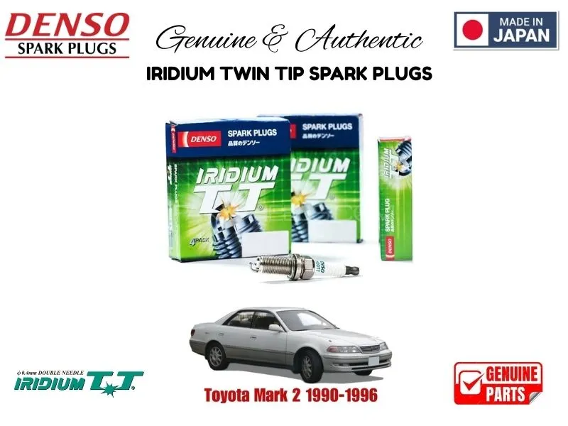 Toyota Mark 2 1996-2000 DENSO IRIDIUM TWIN TIP SPARK PLUGS 4 Pieces - MADE IN JAPAN Image-1