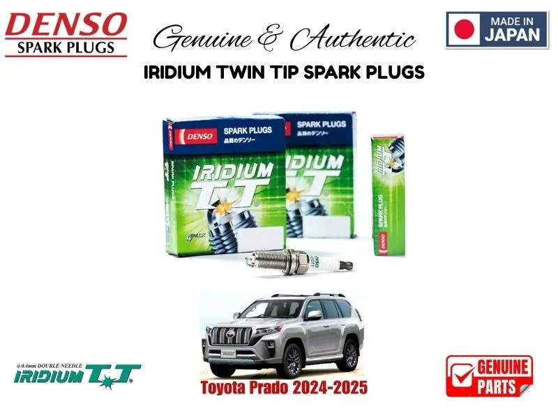 Toyota Prado 2024-2025 DENSO IRIDIUM TWIN TIP SPARK PLUGS 4 Pieces - MADE IN JAPAN Image-1