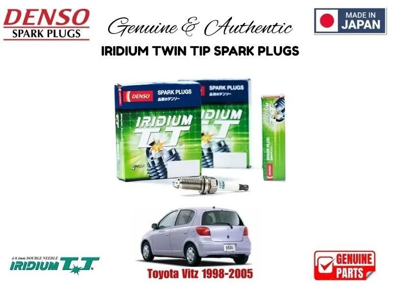 Toyota Vitz 1998-2005 DENSO IRIDIUM TWIN TIP SPARK PLUGS 4 Pieces - MADE IN JAPAN Image-1