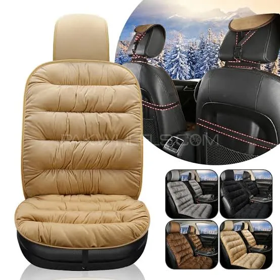 1Pc Car Seat Cover (Beige) Velvet Car Safety Cushion Pure Cotton Luxury Universal Thick Universal Image-1