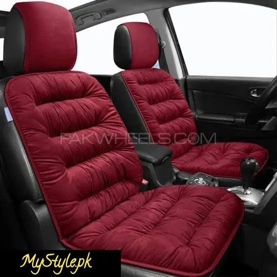 1Pc Car Seat Cover (Red) Velvet Car Safety Cushion Pure Cotton Luxury Universal Thick Universal Image-1
