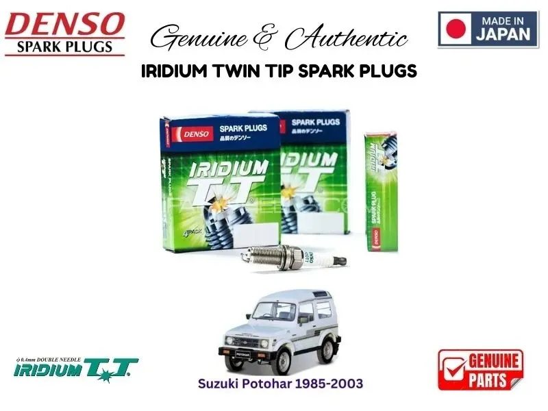 Suzuki Potohar 1985-2003 DENSO IRIDIUM TWIN TIP SPARK PLUGS 4 Pieces - MADE IN JAPAN Image-1