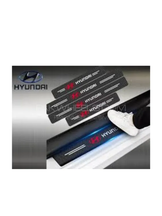 4 (PC) Hyundai Car Waterproof Carbon Door Sill Protector MADE IN CHINA Image-1