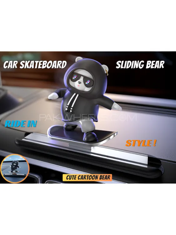 Car Automatic Sliding Skateboard Bear Panda Dashboard Decoration Piece Image-1