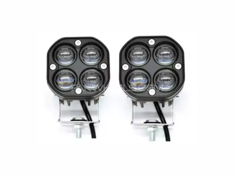 Dual-Color 4 Lens Projector LED Fog Lights (PAIR) – White/Yellow with Flasher Function  Click Photo  Image-1