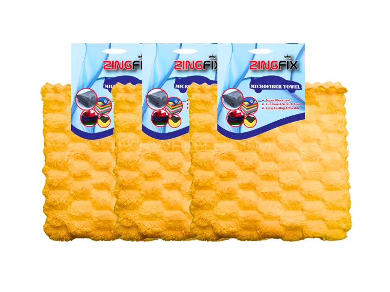 Zingfix HoneyWeave Ultra Plush Edgeless Microfiber Towel (Pack of 3) Image-1