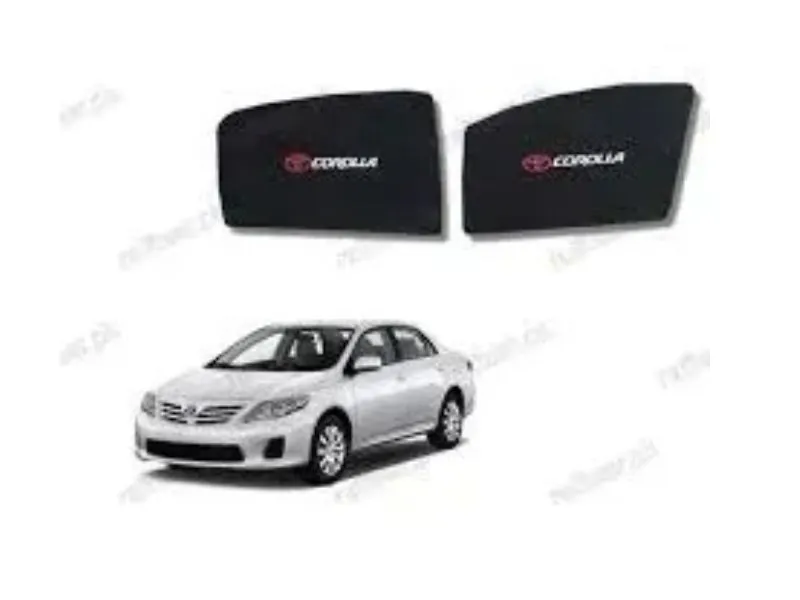 Toyota Corolla 2009-2012 Fix Side Shade With Logo Black UV Protection Heat Protection Image-1