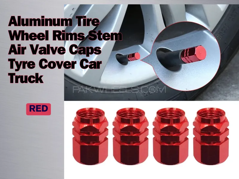 Aluminum Tire Wheel Rims Stem Air Valve Caps Tyre Cover RED Image-1