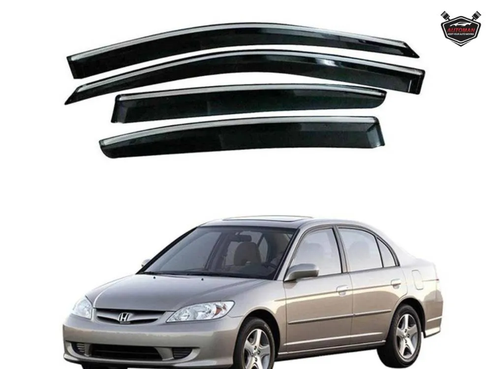  Honda Civic 2001-2005 | Double Tape Fitting chrome Air Press Sun Visor | Easy Install" Image-1