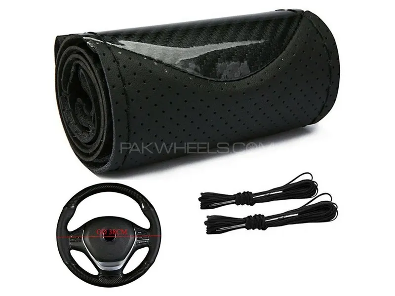 Steering Carbon fiber Cover For All cars easy to stich Image-1