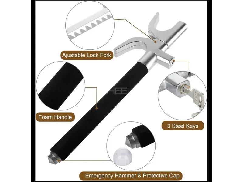 Steering Lock Anti theft Lock very easy to use in Metal body Image-1