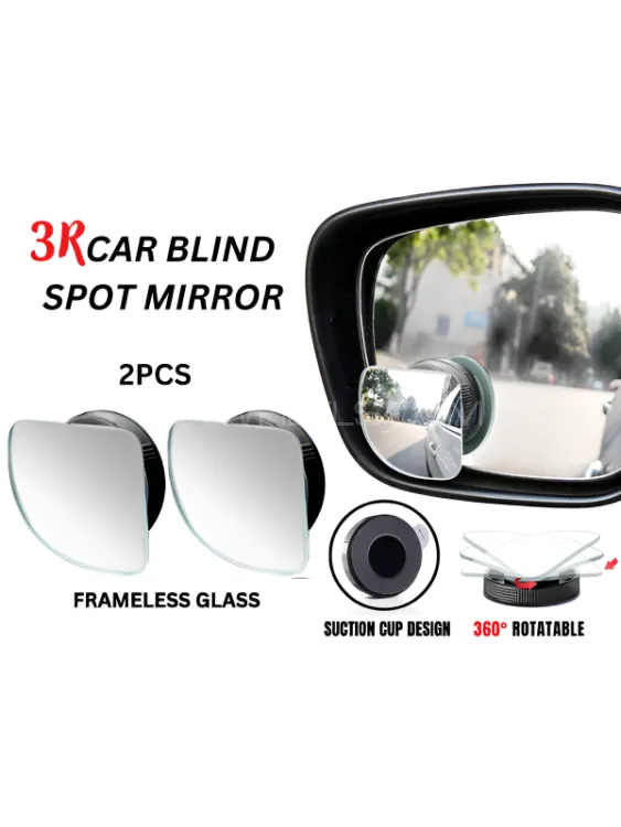 Car Vacuum Adsorption Blind Spot Mirror Suction Cup Design 360° High Quality -SILVER Convex Mirror . Image-1