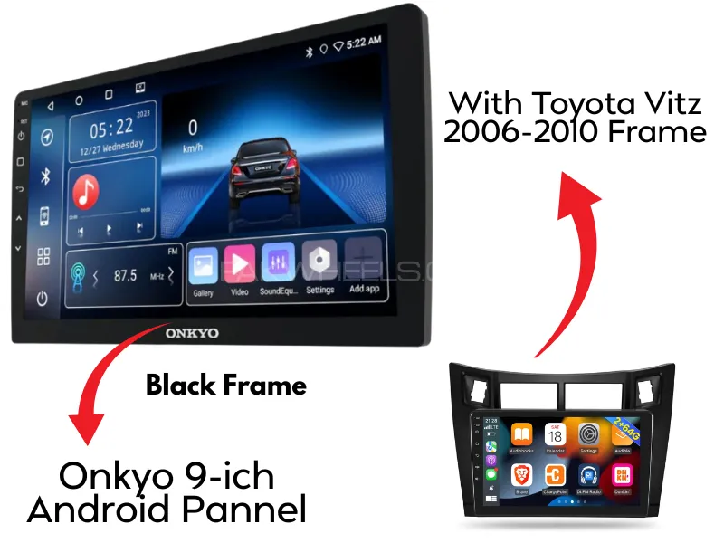 Toyota Vitz 2006-2010 Original Onkyo X-QD1120 Android Panel with Black Frame 9-Inch | 2+32GB | Image-1