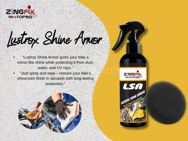 Zingfix Lustrox Shine Armor – 400ML with Applicator Pad | Instant Gloss & Surface Protection Spray Image-1