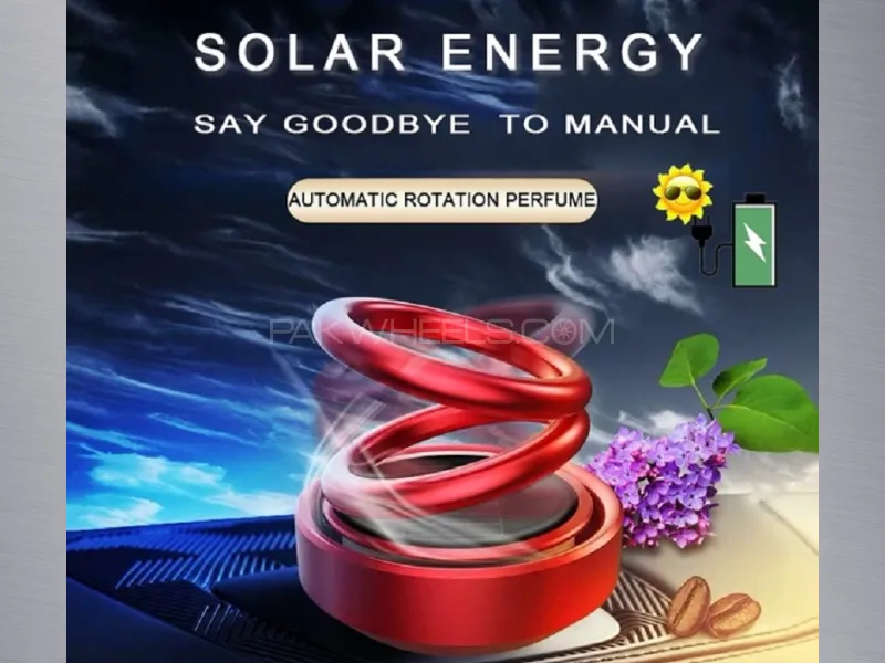 Auto Car Double Ring Rotating Solar Energy Car Air Freshener Red Image-1
