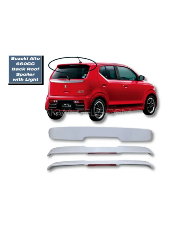 Suzuki Alto 660CC Back White Roof Spoiler with Light | Alto 660CC Painted Roof Spoiler with Light Image-1
