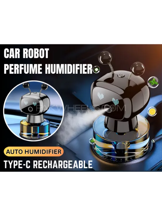 Car Robot Humidifier Air Freshener Dashboard  Perfume Diffuser With Ambient LED Light USB Recharge. Image-1