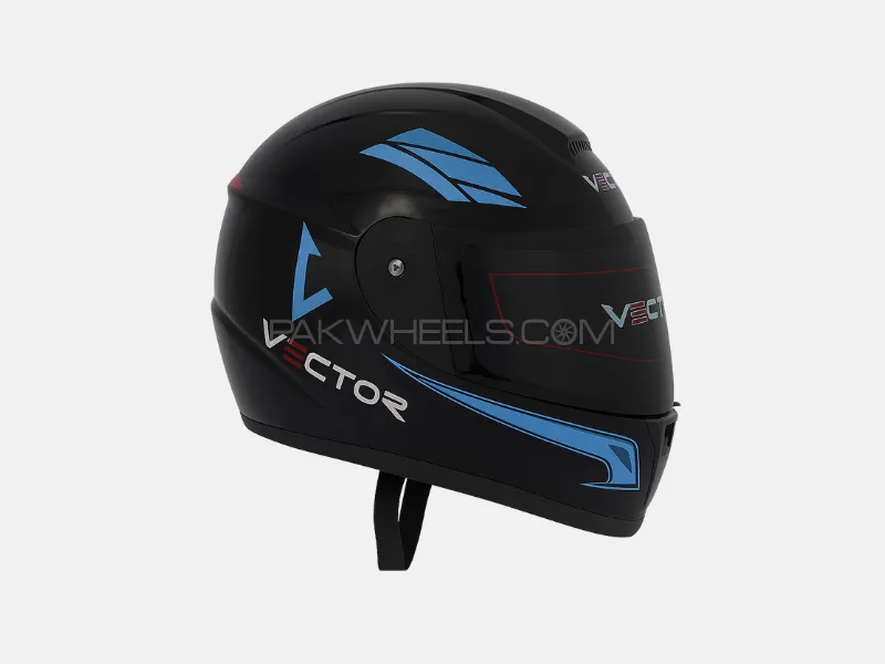 Vector Full Face Helmet – Glossy Black with Random Colors Graphics Image-1