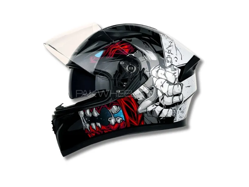 Vector JAW Shine Full Face Helmet – Red, White & Black | Dual Visor | DOT Certified (LARGE SIZE) Image-1
