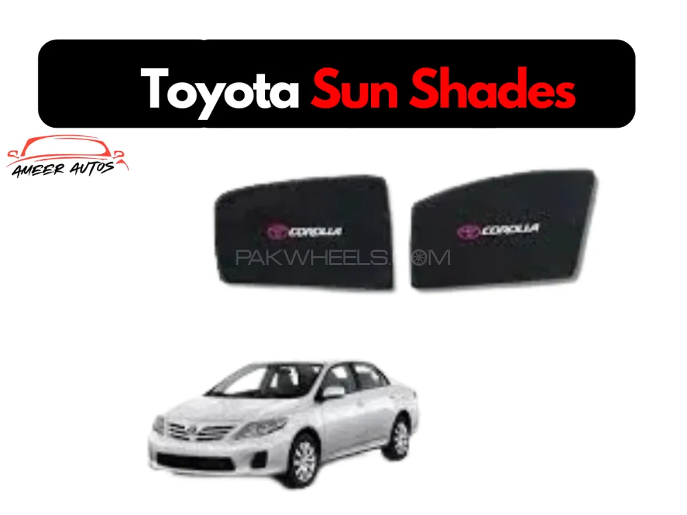 Toyota Corolla 2009-2012 Fix Side Shade With Logo Black UV Protection Heat Protection Image-1
