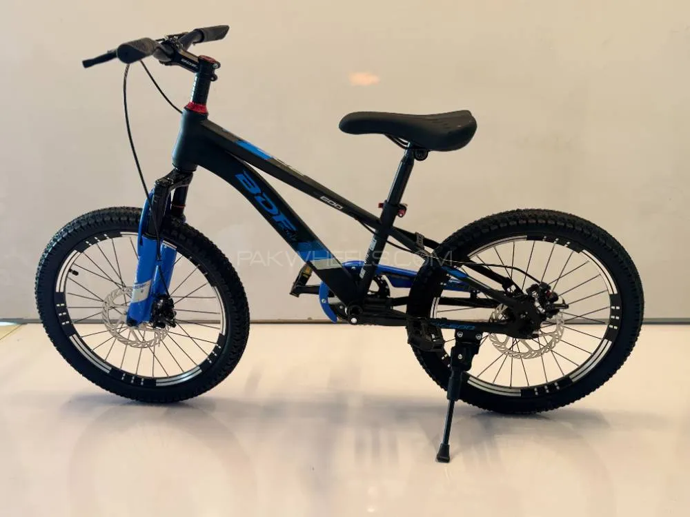BDF 20" Kids Mountain Bike – Front Suspension | Matt Black & Blue Adventure Cycle Image-1