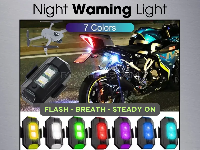 Universal Led Aircraft Strobe Lights Anti Collision Warning Light with USB Charging 7 Colors Image-1
