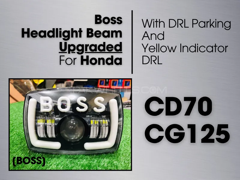 Boss Headlight Beam Upgraded Model For Honda CD70 / CG125 with DRL & Turn Signal Premium Quality Image-1