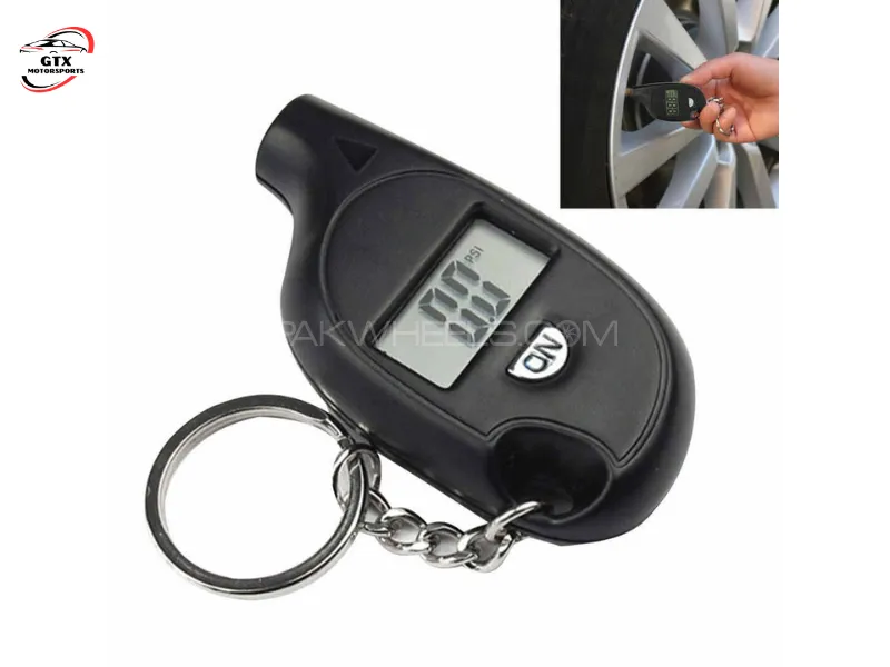 Digital Keychain Tire Pressure Gauge with LCD Display | Portable Air Pressure Tester for Car & Bike  Image-1