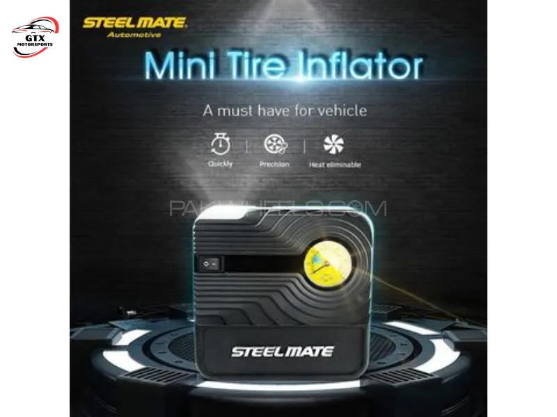 Steelmate PO3 Portable Tire Inflator – Compact 12V Air Compressor Pump for Cars & Bikes Image-1