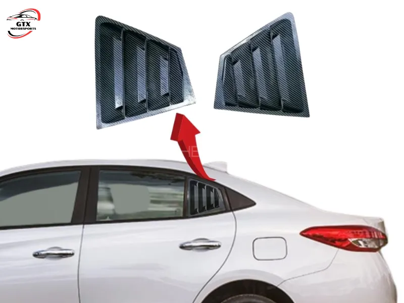 Toyota Yaris Quarter Louver – Carbon Fiber Look | Sporty Rear Window Trim Image-1