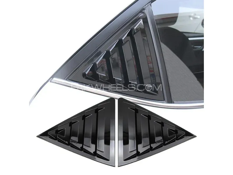 Toyota Corolla Glossy Black Quarter Glass Louvers Fine OEM Quality with Tape Fitting - Glossy Black Image-1
