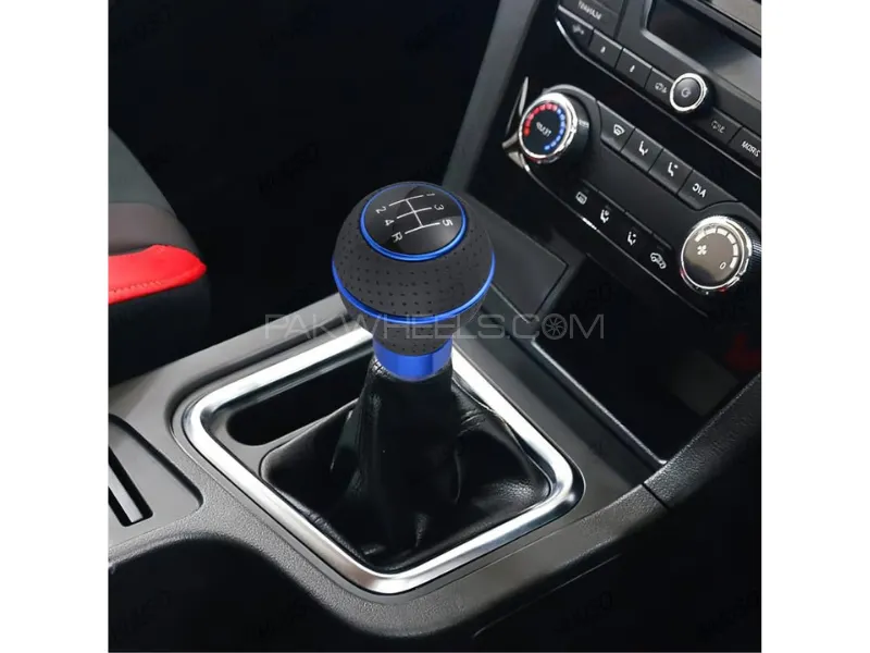  5 Speed Manual Transmission Gear Shift Knob Momo Silicone-Black with Blue Color Image-1