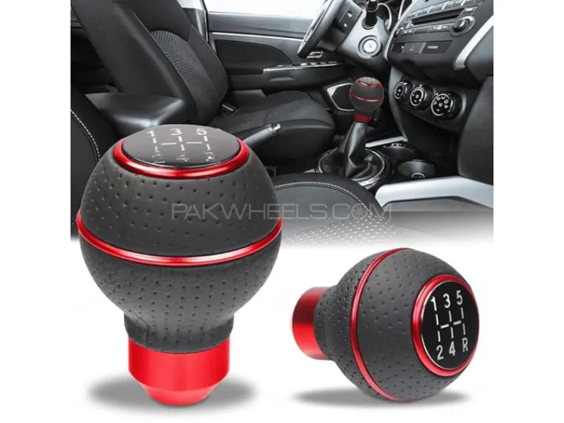  5 Speed Manual Transmission Gear Shift Knob Momo Silicone-Black with Red Color Image-1