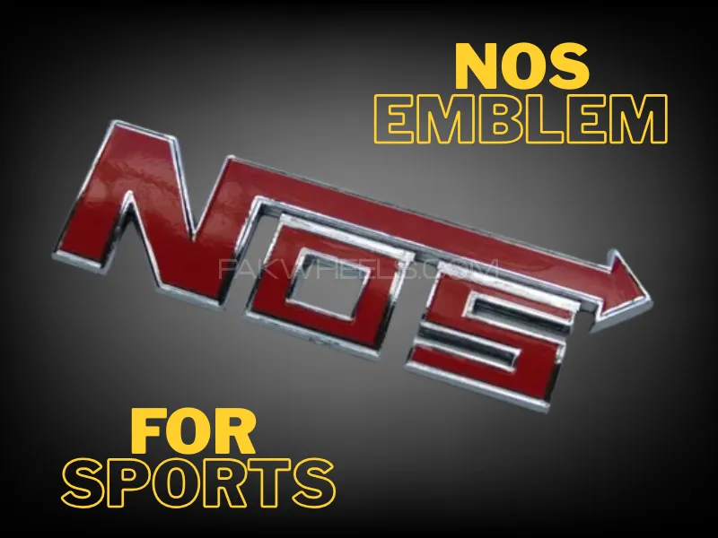 3D Metal NOS Logo | Red Color | Front Grille Emblem Badge | Car Stickers Image-1