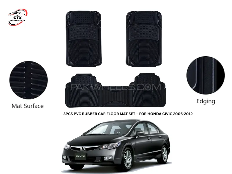 3PCS PVC Rubber Car Floor Mat Set – For Honda Civic 2006–2012 Image-1