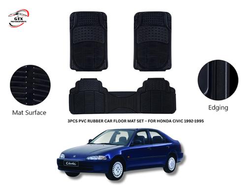 3PCS PVC Rubber Car Floor Mat Set – For Honda Civic 1992–1995 3PCS PVC Rubber Car Floor Mat Set – For Honda Civic 1992–1995