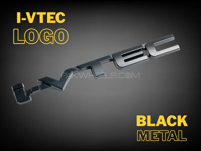 Mat Black I-VTEC Badge Emblem 3D Chrome Logo Car Sticker | 3D I-VTEC Logo Metal Emblem Badge Image-1
