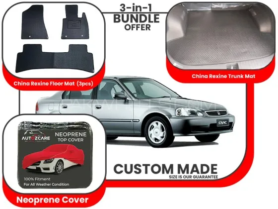 Honda Civic China Rexine Floor Mat, China Rexine Trunk mat and Neoprene Cover - Model 1996-2001 Image-1