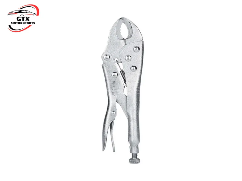 10-Inch Curved Jaw Nose Locking Pliers – Silver Finish with Grip Screw Image-1