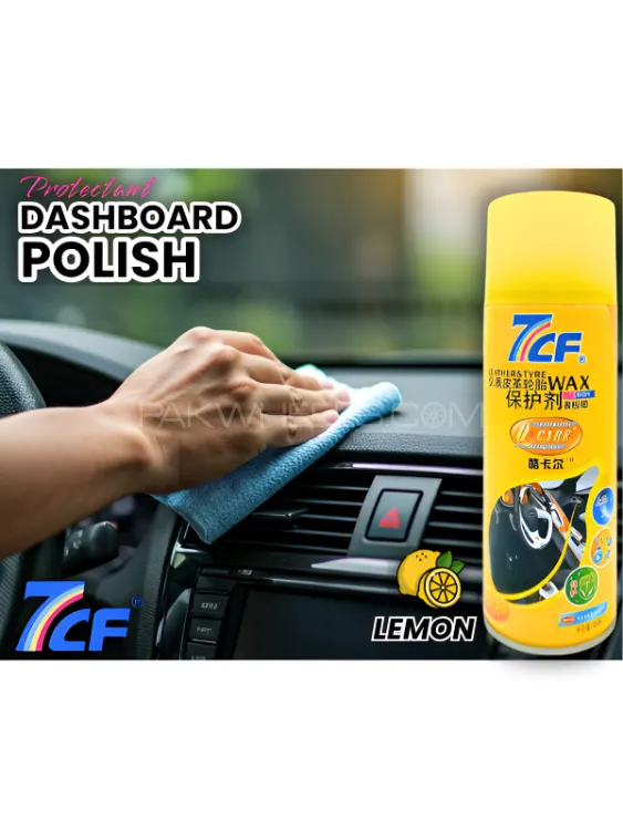 7CF Car Dashboard Polish Spray | High Gloss Leather and Tyre Wax  Polish - 450ml (Lemon) Image-1