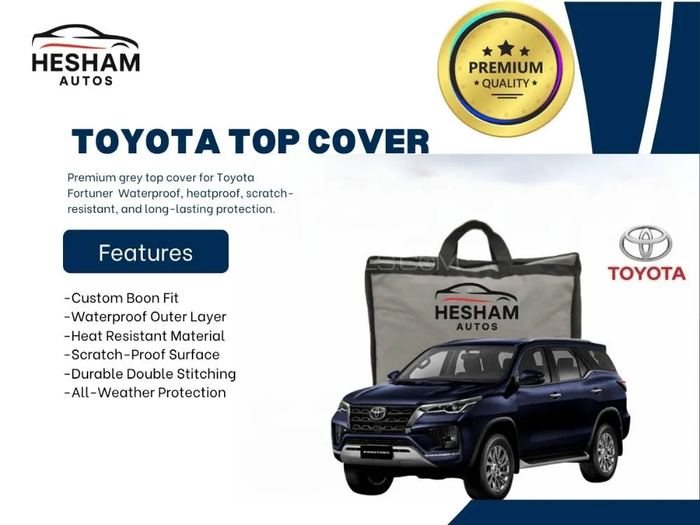 Toyota Fortuner 2013-2024 Top Cover | Black | Anti-Scratch | Parachute | Heat Proof | Water Proof Image-1