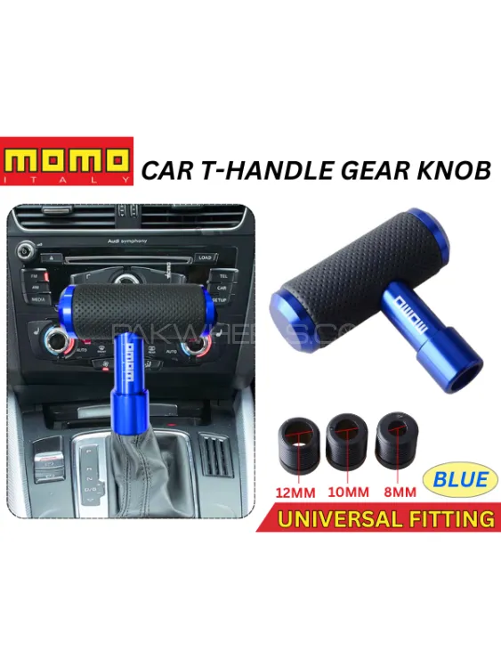 Universal Car Metal Gear Knob Cover Shifter Lever T-Shape Aeroplane Design For Manual&Auto Cars-BLUE Image-1