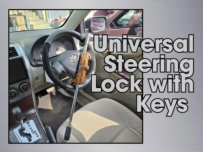 Universal Steering Lock | Anti Theft Car Security Tool | with Keys 1 Pc Image-1