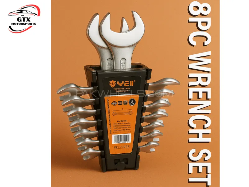 Yell 8-Piece Double Open-End Wrench Set – Chrome Vanadium Steel Image-1
