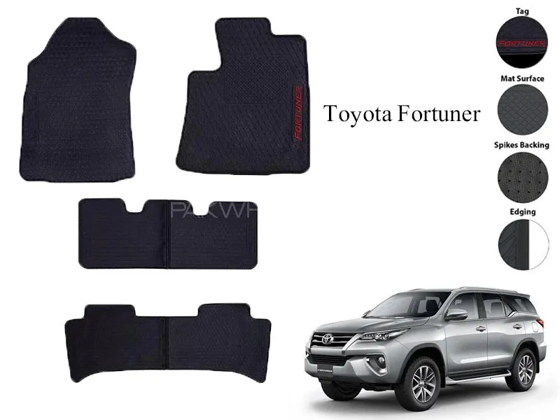Premium Toyota Fortuner Rubber Full Fitting Car Latex Mat – All-Weather Interior Protection Image-1
