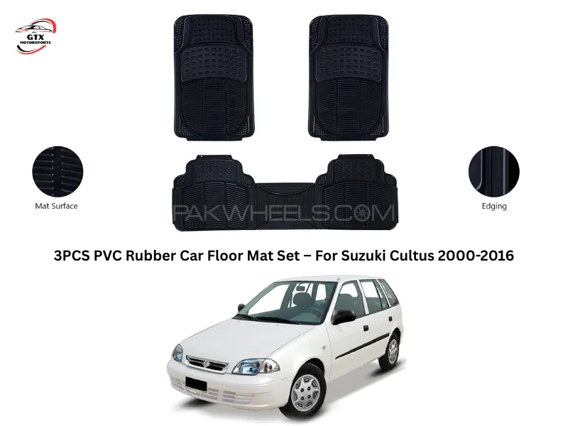3PCS PVC Rubber Car Floor Mat Set – For Suzuki Cultus 2000-2016 Image-1