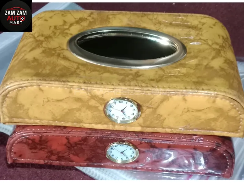 Car Tissue box Watch installed (Yellow Color) Image-1