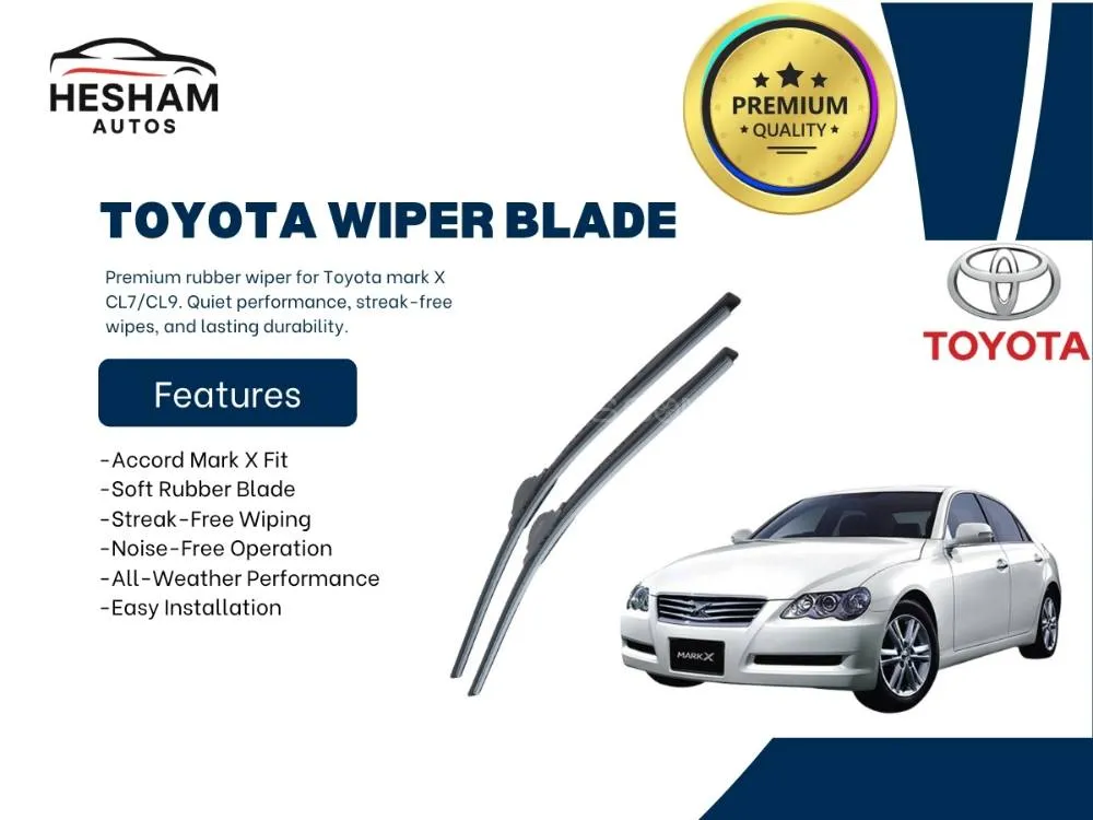 Soft Rubber Wiper Blade for Toyota Mark X 2004–2009 | Quiet, Streak‑Free & Durable Fit Image-1